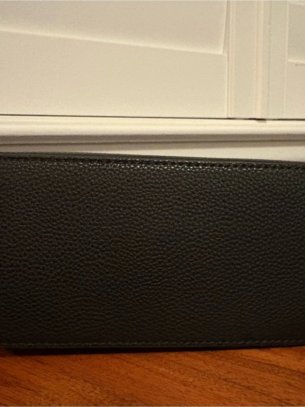 Nanette Lepore Black Pebbled Leather Messenger with Gold Accents